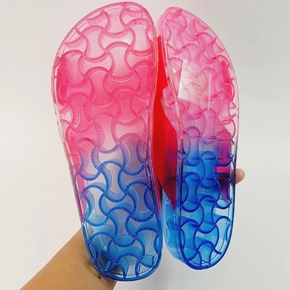 Circus by Sam Edelman Jaylee Ombre Crossband Jelly Slide Sandals 8 Blue Pink